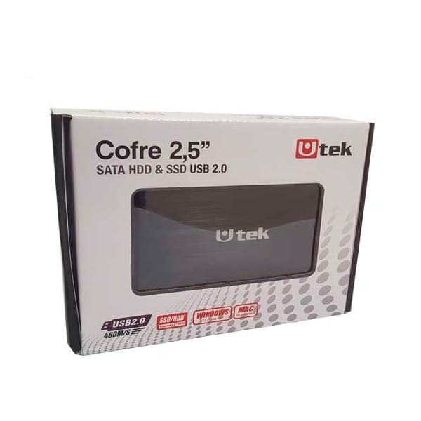 Cofre porta disco duro SATA 2,5 conexión USB 2.0 color negro / mod. UT-HDD020BL3