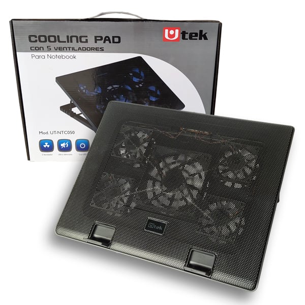 Cooler para notebook 12 -17?, 5 ventiladores de alto rendimiento con velocidad ajustable / mod. UT-N1