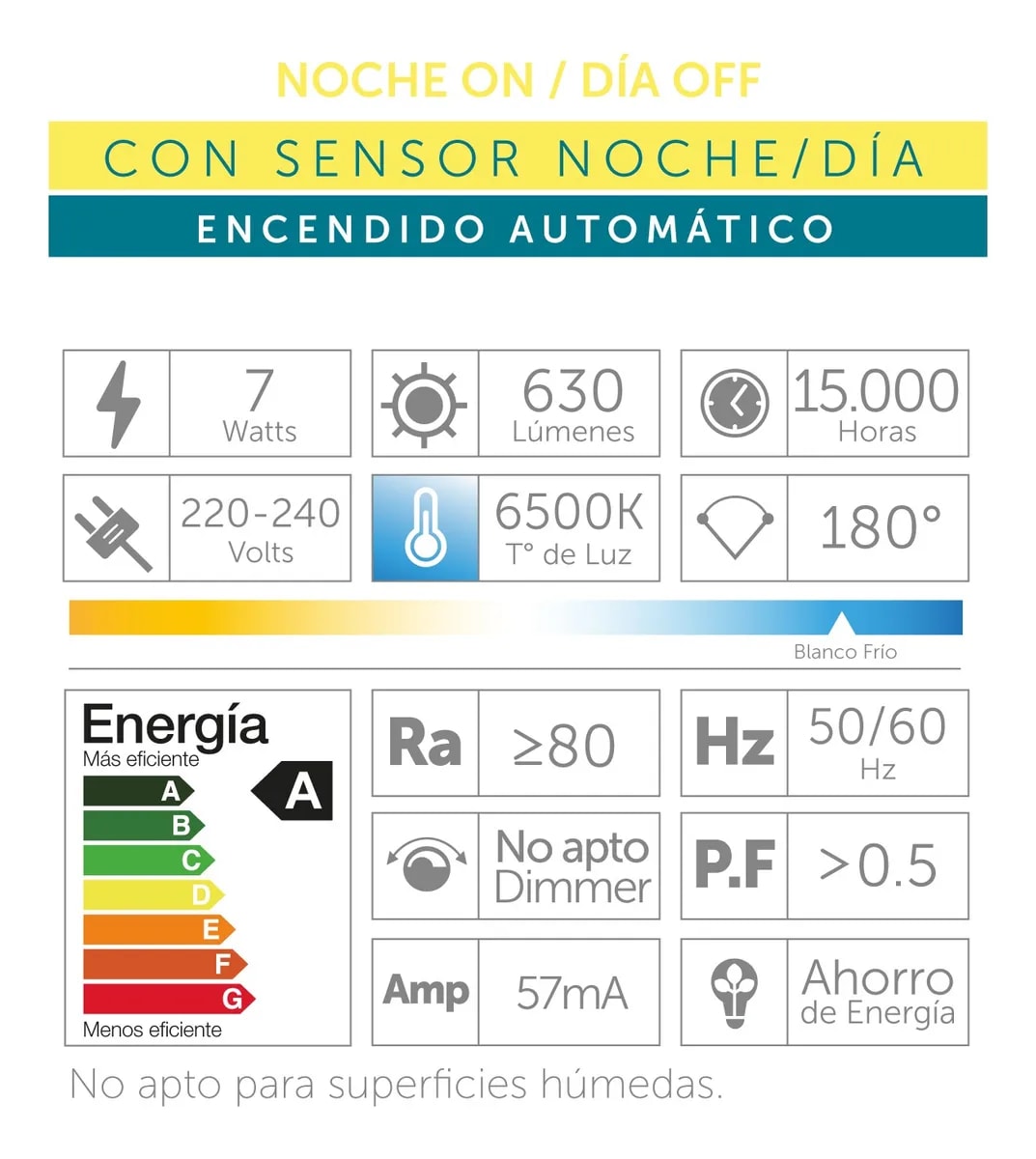 Ampolleta Led a60 con Sensor de Luz 7w2