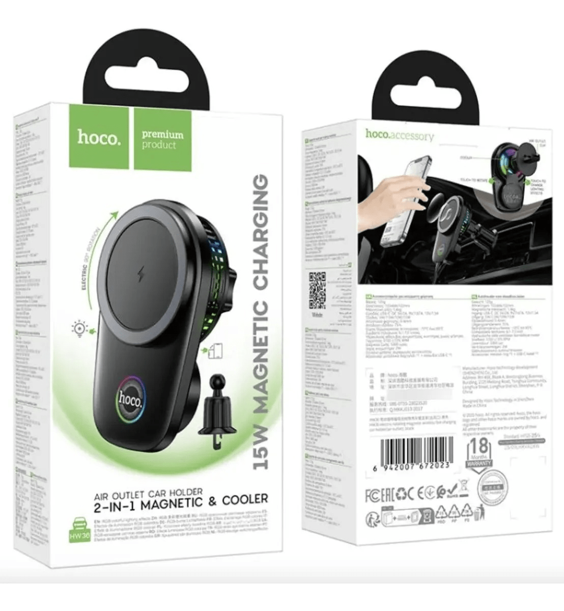 Soporte De Auto Rejilla Hoco Hw36 Carga Inalambrica Negro1