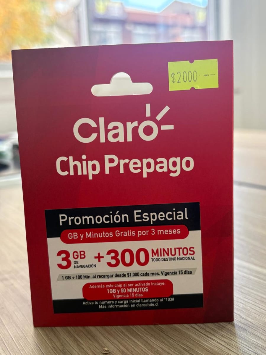 Sim Card Claro Paquete Tc 3Gb+300M1