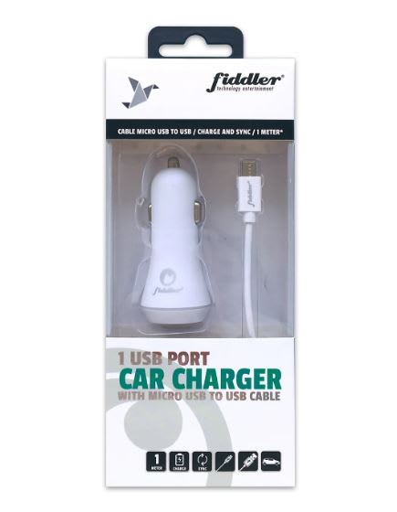 Cargador de Auto Fiddler con Cable MicroUSB a USB2