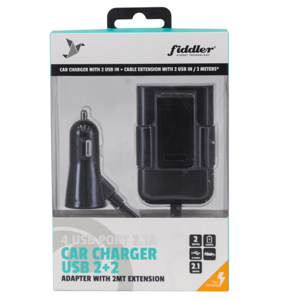 Cargador automovil Entrada USB X4 Fiddler / FD-C00372