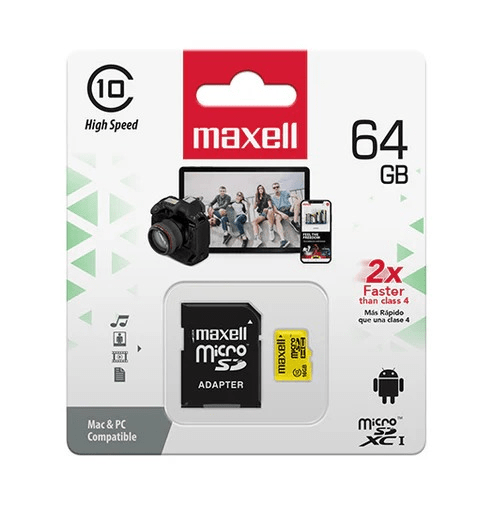 Tarjeta Micro SD Maxell 64GB CLASE 102