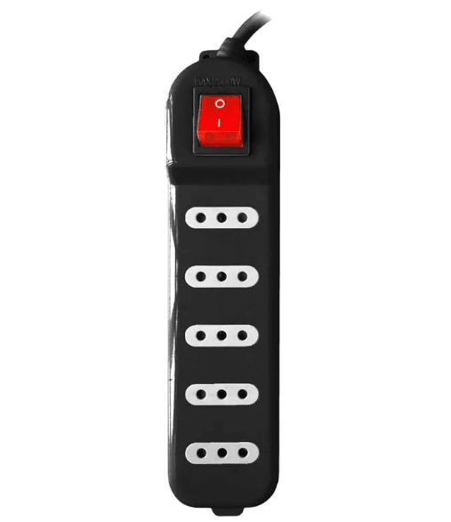 Alargador Zapatilla - Switch 5 Posiciones 3mts Negro1