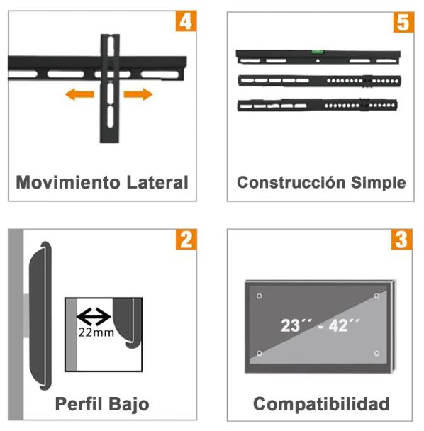 Soporte TV Económico Macrotel 23-42 Pulgadas Cable HDMI1