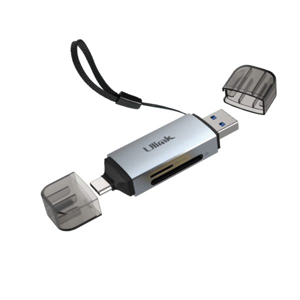Lector de memoria dual USB C y USB 3.0 para tarjetas SD/Micro SD, aluminio/mod. UL-RD2102