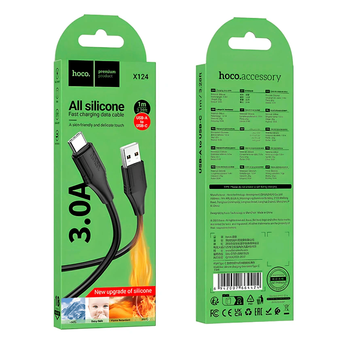 Cable Usb a Tipo C 3.0a Hoco X124 1 Metro Negro1