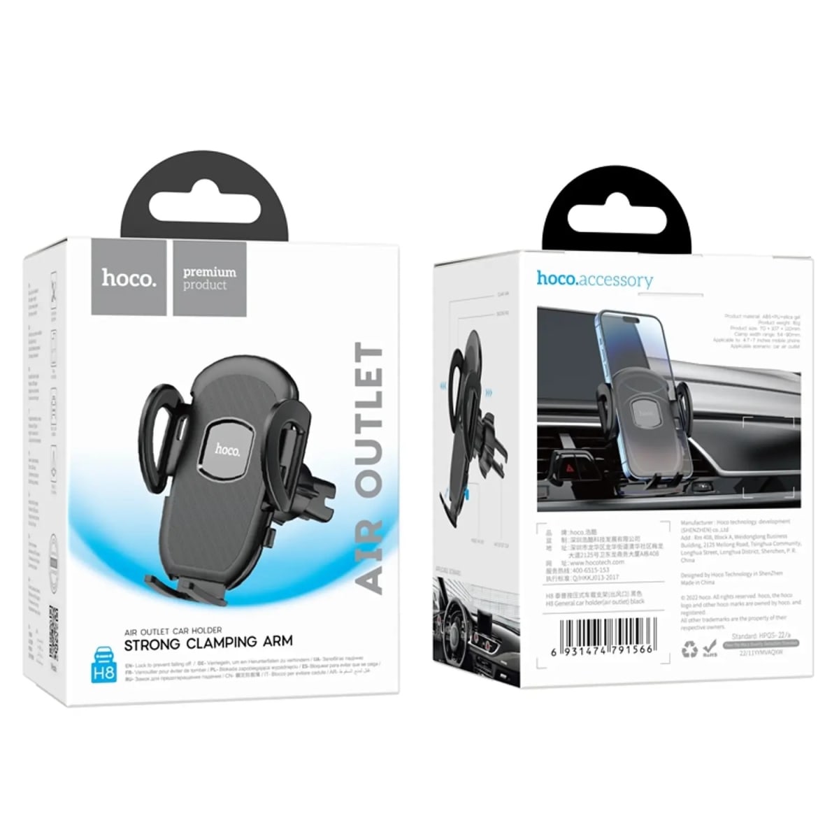 Soporte para Auto Hoco H8 General para rejilla Negro2