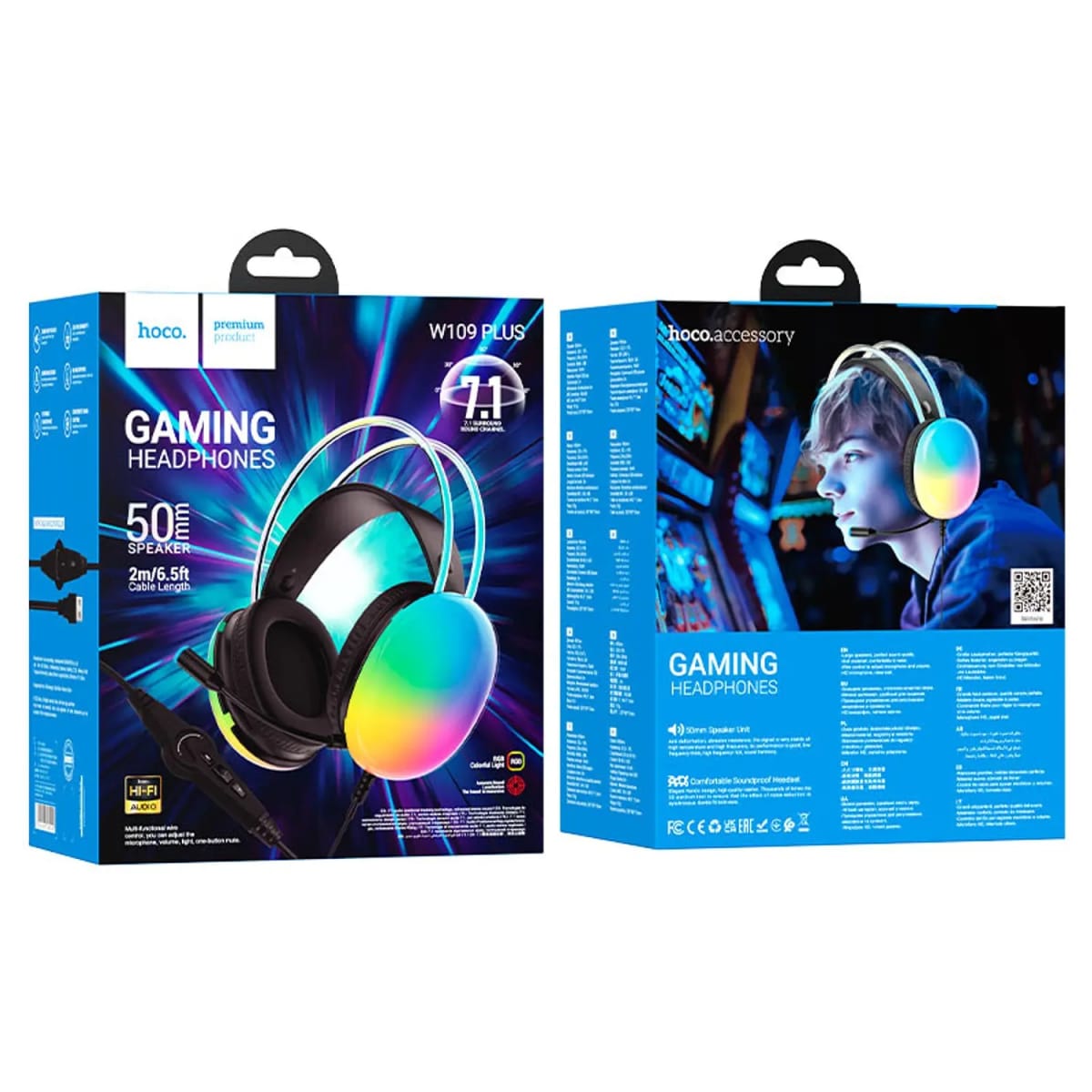 Audifono gamer Hoco Plus Rich USB7.1, Negro2