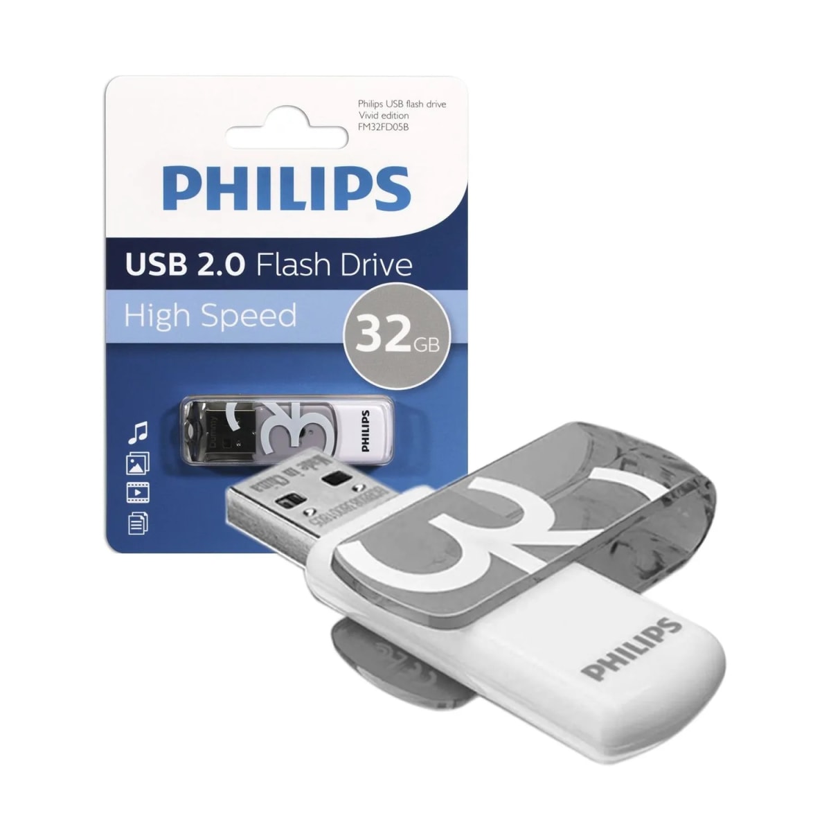 PENDRIVE PHILIPS VIVID 32GB (GRAY) 2.0 FM32FD05B2