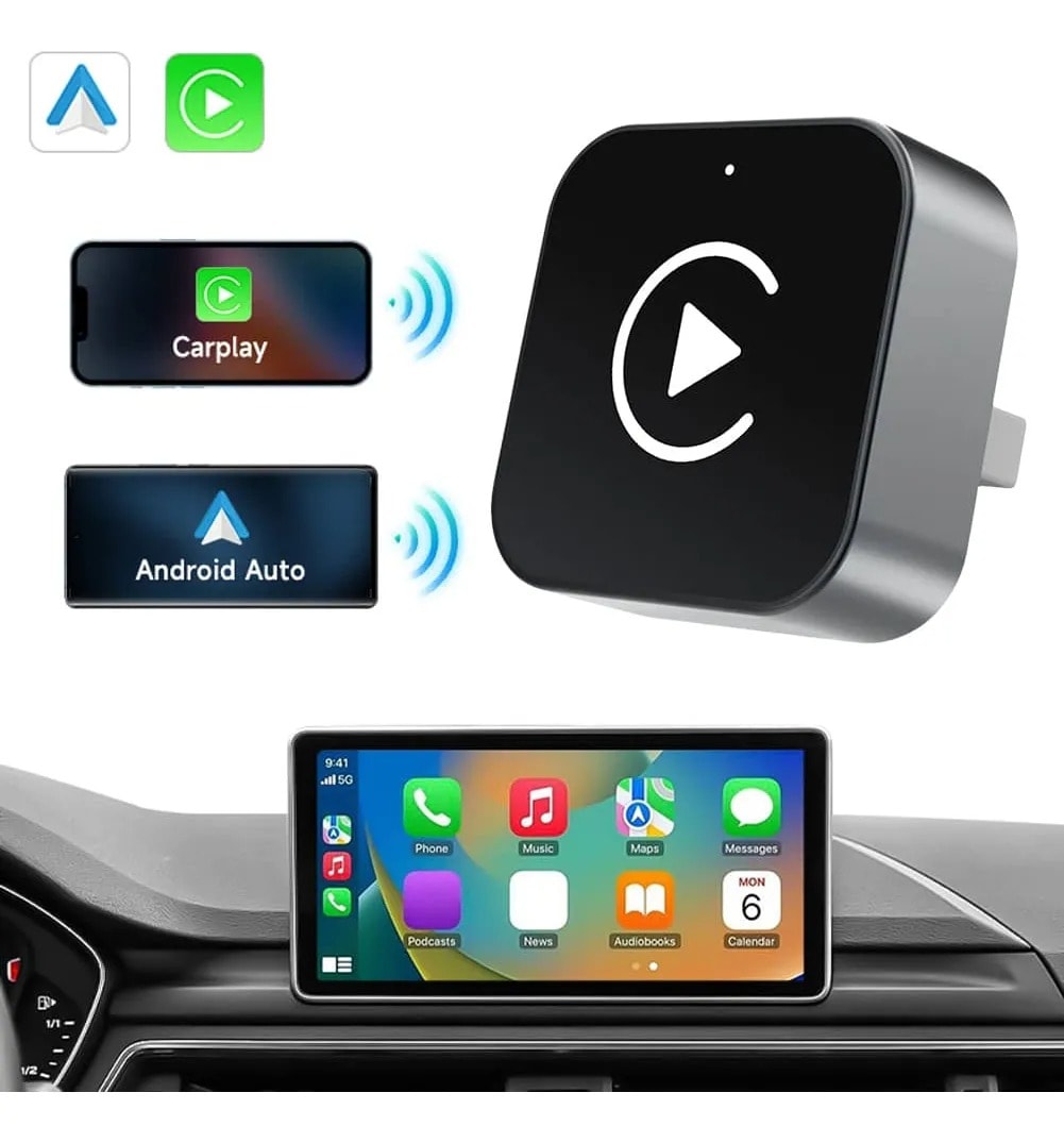Mini Adaptador 2 En 1 Carplay & Android Auto De Cable A Wifi Negro2