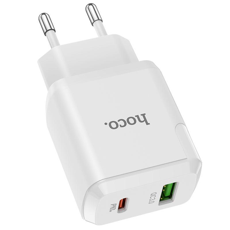 Cargador Hoco N5 Favor dual port PD20W QC3.0 Blanco2