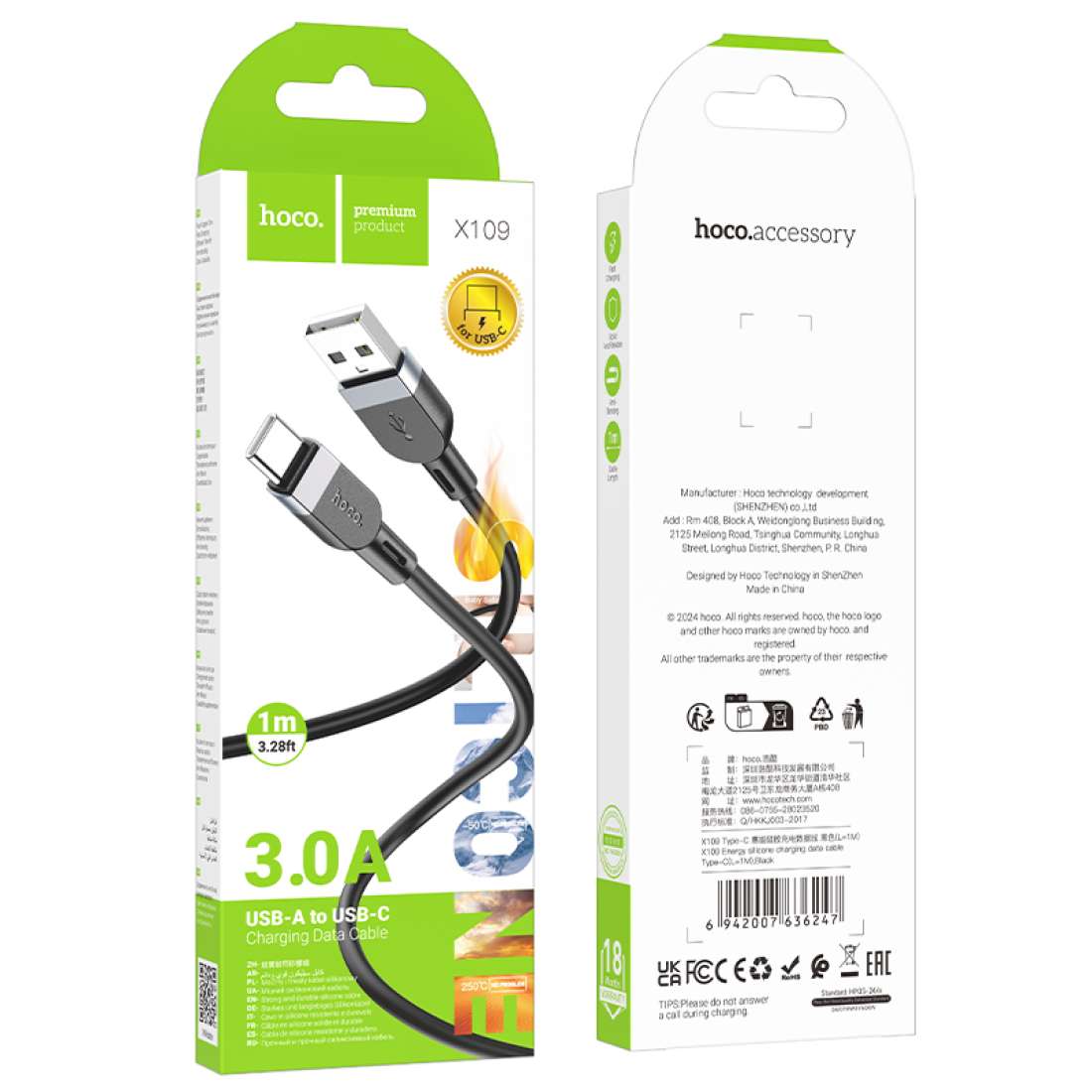 Cable Usb a Tipo C Hoco X109 1 Metro Negro2