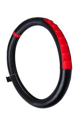 CUBRE TIMÓN CAMIÓN 18 PULG NEGRO/ROJO CON DISEÑO EN POLIURETANO1