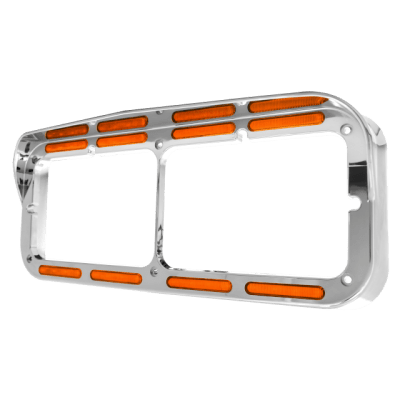 BISEL CROMADO PARA FARO PRINCIPAL KENWORTH T800 C500 CON BARRA LED AMBAR1