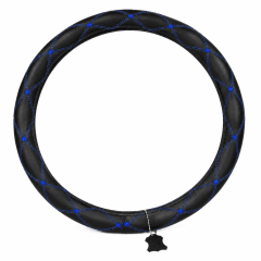 CUBRE TIMÓN CAMIÓN 18 PULG, NEGRO EN POLIURETANO CON COSTURA AZUL