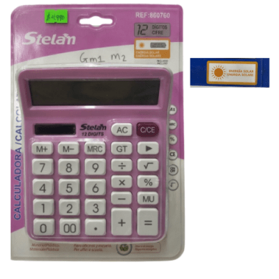CALCULADORA  12 DIGITOS ROSADA1