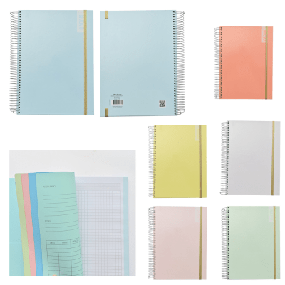 CUADERNO 4 MATERIAS 200 HOJAS COLORES PASTELES / NUOVO1