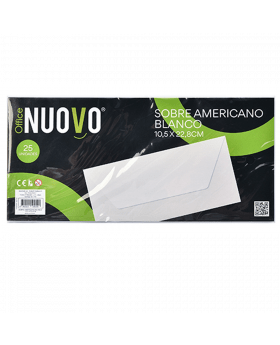 SOBRE AMERICANO BLANCO 105x228 MM SET 25 UIDADES  /NUOVO1