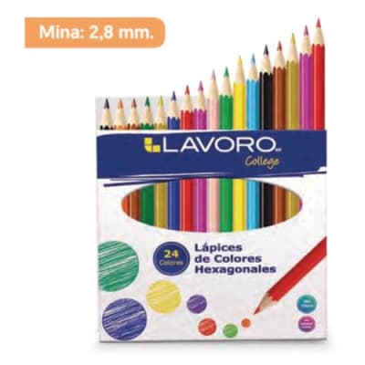 LAPICES 24 COLORES LARGO HEXAGONAL LAVORO1