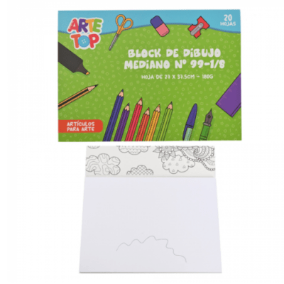 BLOCK DE DIBUJO MEDIO 99 1/8  180GRS / ARTE TOP1
