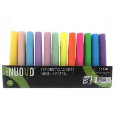 SET DE DESTACADORES NEON PASTEL 12 COLORES / NUOVO1