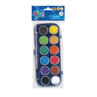 ACUARELA 12 COLORES CON PINCEL ART Y CRAF1