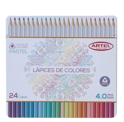 Estuche Metálico 24 lápices colores pastel1