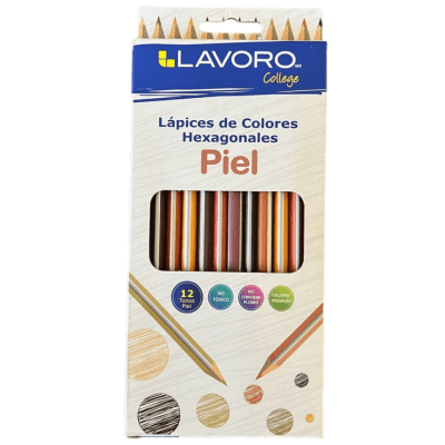LAPICES COLORES 12 PIEL HEXAGONALES LARGO LABORO1
