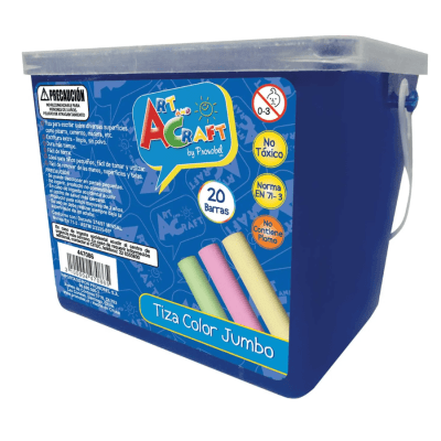TIZA JUMBO 20 PCS BALDE PLASTICO ART Y CRAF1