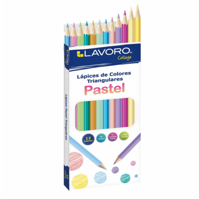 Lápices 12 Colores Largo Triangular Colores Pastel | Lavoro1