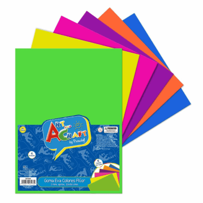 GOMA EVA COLORES FLUOR 6 PZS/BOLSA PRONOBEL1