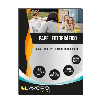 Papel Fotográfico Glossy A4 180Grs 20Hjs | Lavoro1