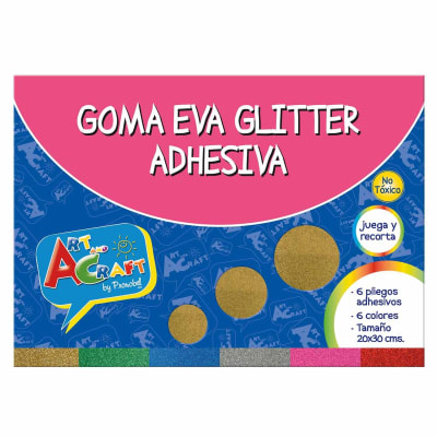 Carpeta Con Papel Goma Eva Glitter Adh 6 Col 6 Piezas 20 x 30 cm | Art & Craft1
