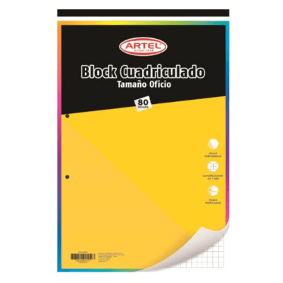 Block Nota Oficio prepicad,80h,cuad 7 mm Artel2