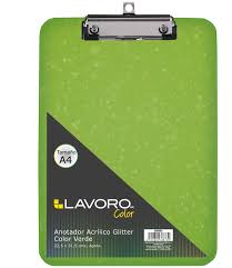 ANOTADOR ACRÍLICO A4 C/GLIT ROSADO LAV1