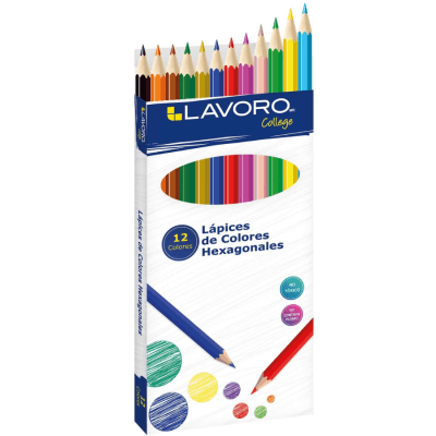 LAPICES DE COLORES LARGO HEXAGONAL 12COLORES PRONOBEL1