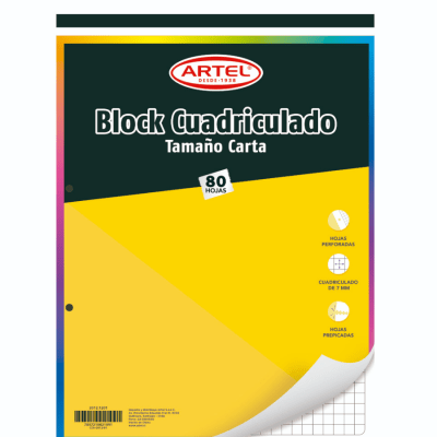 Block Nota Carta prepicad,80h,cuad 7 mm artel1