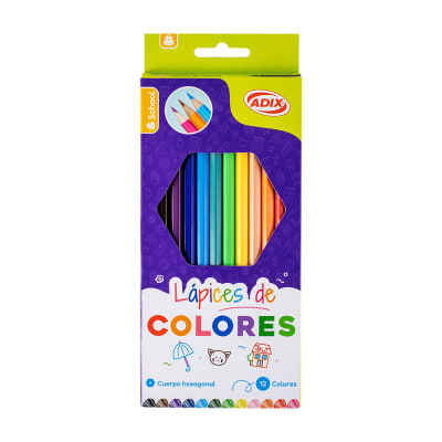 Lapiz largo Hexagonal 12 colores  /ADIX3