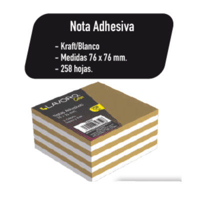 NOTA ADHESIVA   76X76 258 HOJAS 3 COLORES  PASTEL/KRAFT1
