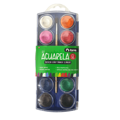 ACUARELA 12 COLORES TORRE1