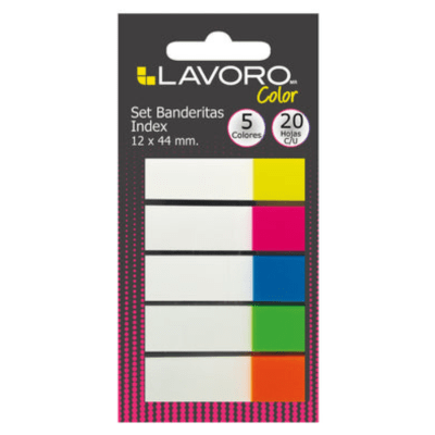 SET BANDERITAS INDEX 12X44 MM 5 COL 20HJS C/U LAVORO1