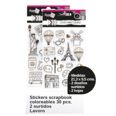 STICKERS SCRAPBOOK COLOREABLES 30 PZS APP 2 SURTIDOS1