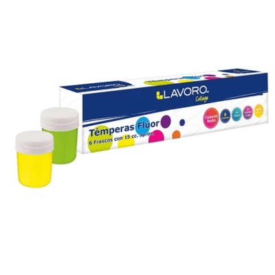 TEMPERA GLITER 15ML 6 COLORES LAVORO1