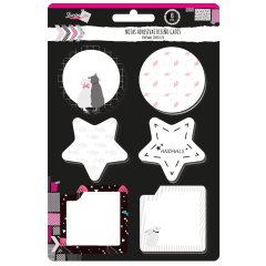 NOTA ADHESIVA 45x45mm 6 UNDS 20HOJAS C/U DISEÑO GATOS