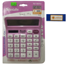CALCULADORA  12 DIGITOS ROSADA