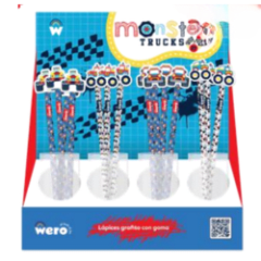 LÁPICES CON GOMA 2D MONSTER TRUCK