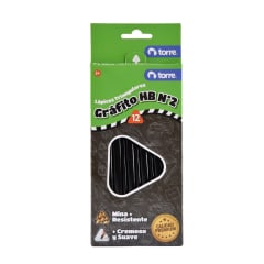 LAPIZ GRAFITO TRIANGULAR HB. Nº2 NEGRO 12 UNID SIN GOMA TORRE