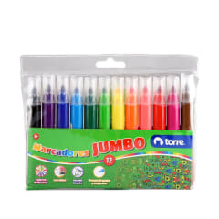PLUMONES DIBUJO JUMBO 12 COLORES TORRE